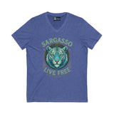 V-Neck Tee - Sargasso White Tiger Print
