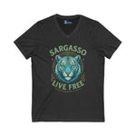 V-Neck Tee - Sargasso White Tiger Print
