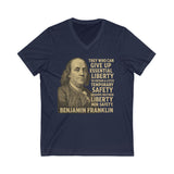 V-Neck Tee Benjamin Franklin Women Portrait Shirt