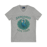 V-Neck Tee - Sargasso Blue Emerald Peacock Design