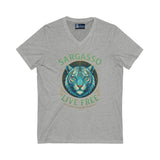 V-Neck Tee - Sargasso White Tiger Print