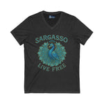 V-Neck Tee - Sargasso Blue Emerald Peacock Design