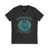 V-Neck Tee - Sargasso Blue Emerald Peacock Design