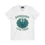 V-Neck Tee - Sargasso Blue Emerald Peacock Design