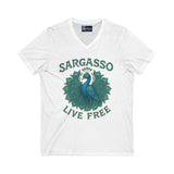 V-Neck Tee - Sargasso Blue Emerald Peacock Design