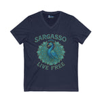 V-Neck Tee - Sargasso Blue Emerald Peacock Design