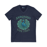 V-Neck Tee - Sargasso Blue Emerald Peacock Design