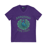 V-Neck Tee - Sargasso Blue Emerald Peacock Design