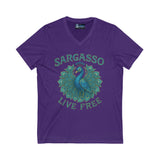 V-Neck Tee - Sargasso Blue Emerald Peacock Design
