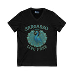 V-Neck Tee - Sargasso Blue Emerald Peacock Design