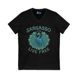 V-Neck Tee - Sargasso Blue Emerald Peacock Design