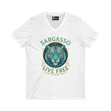 V-Neck Tee - Sargasso White Tiger Print
