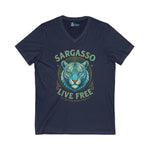 V-Neck Tee - Sargasso White Tiger Print