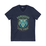 V-Neck Tee - Sargasso White Tiger Print