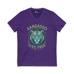 V-Neck Tee - Sargasso White Tiger Print