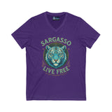 V-Neck Tee - Sargasso White Tiger Print
