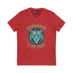 V-Neck Tee - Sargasso White Tiger Print