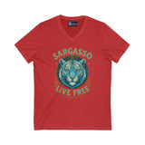 V-Neck Tee - Sargasso White Tiger Print