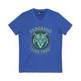 V-Neck Tee - Sargasso White Tiger Print