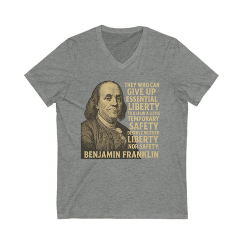 V-Neck Tee Benjamin Franklin Women Portrait Shirt